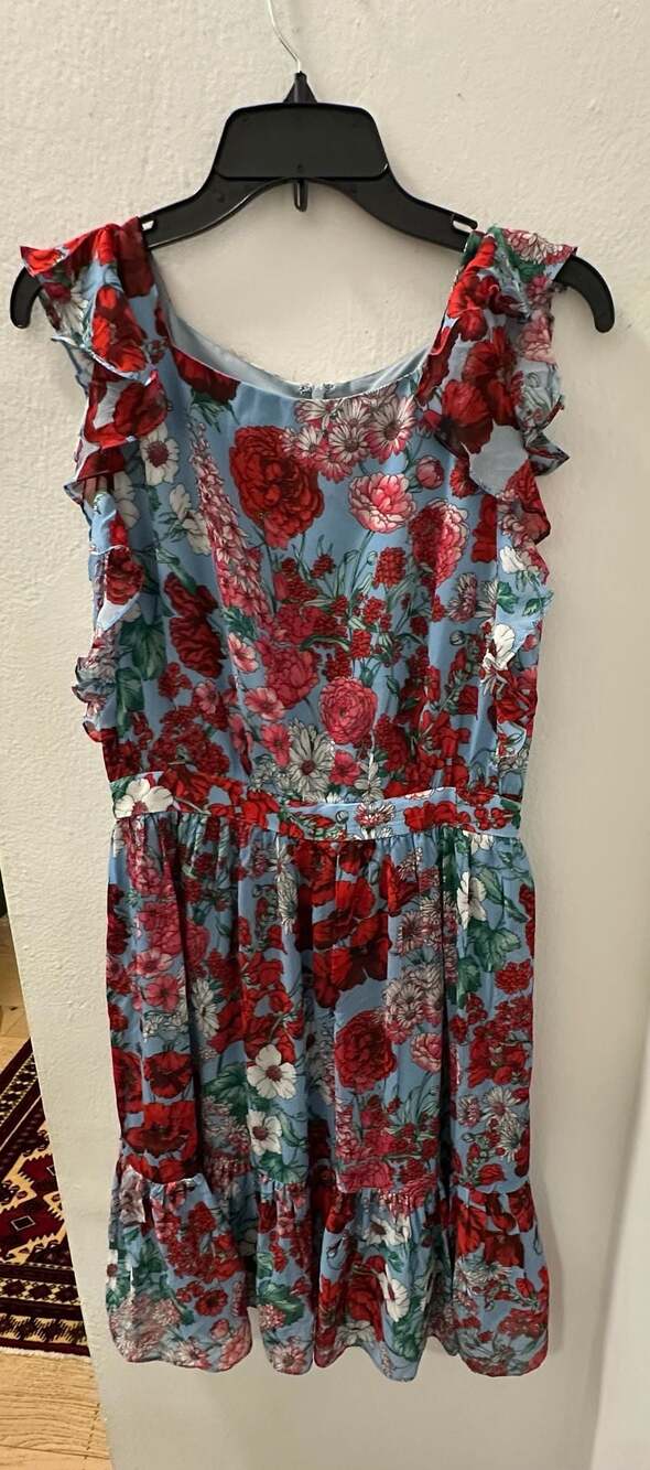 Brooks Brothers Red Fleece Floral Print Ruffle Tiered Dress